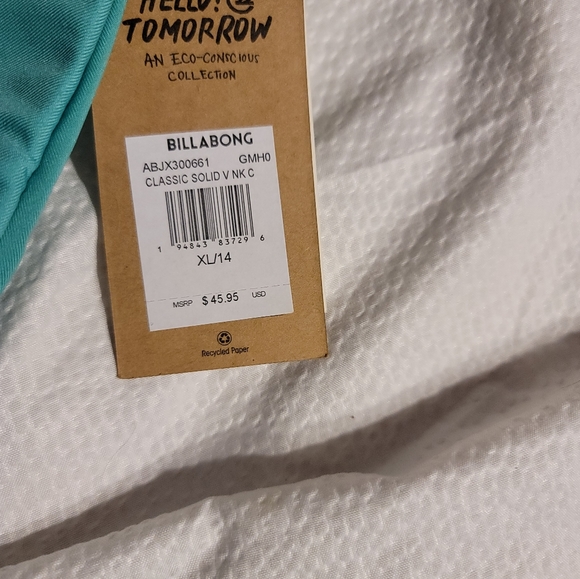 NWT BILLA BONG SEXY V NECK SWIM WORK OUT EXERCISE YOGA TOP BATHING SUIT XL 14 - Picture 7 of 9